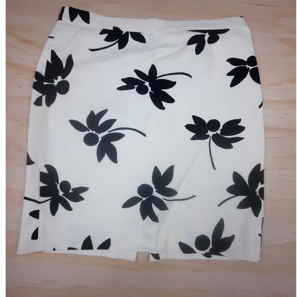 J. Crew The Pencil Skirt Womens Size 12 White Black Floral Knee Length Career
